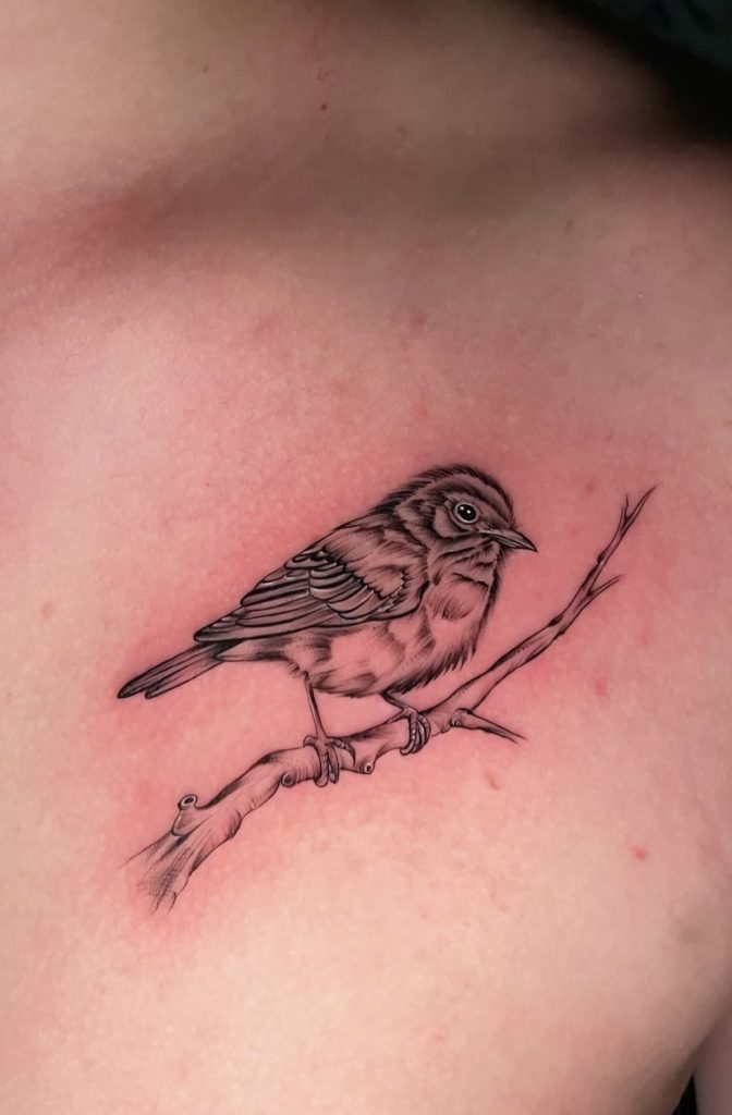 Black and grey tattoo with smooth shading.