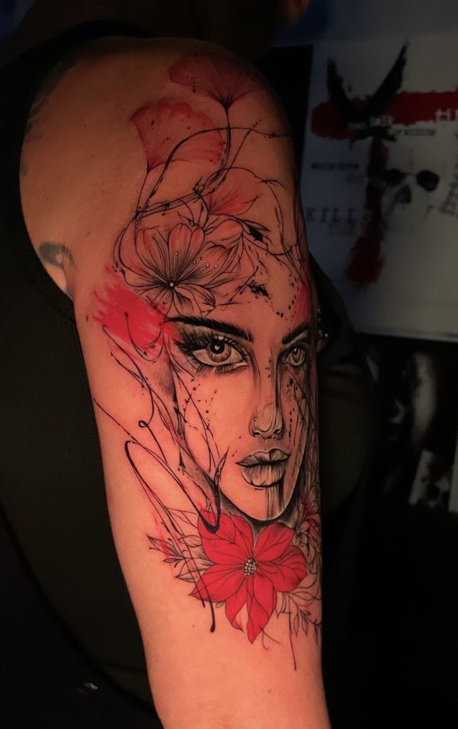 Fine line tattoo on forearm in Hurghada, Egypt