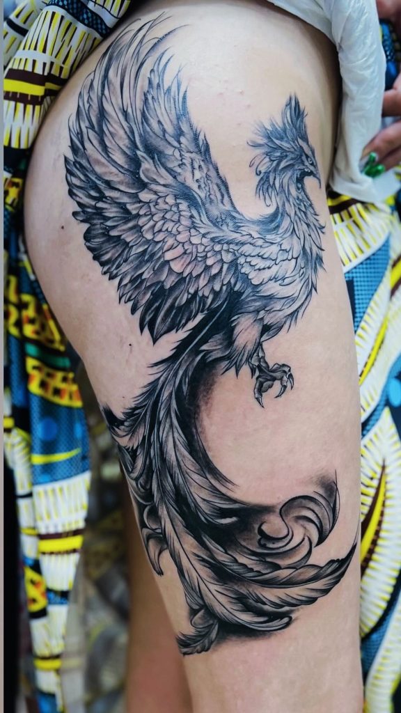 Phoenix bird tattoo design in Hurghada tattoo studio”